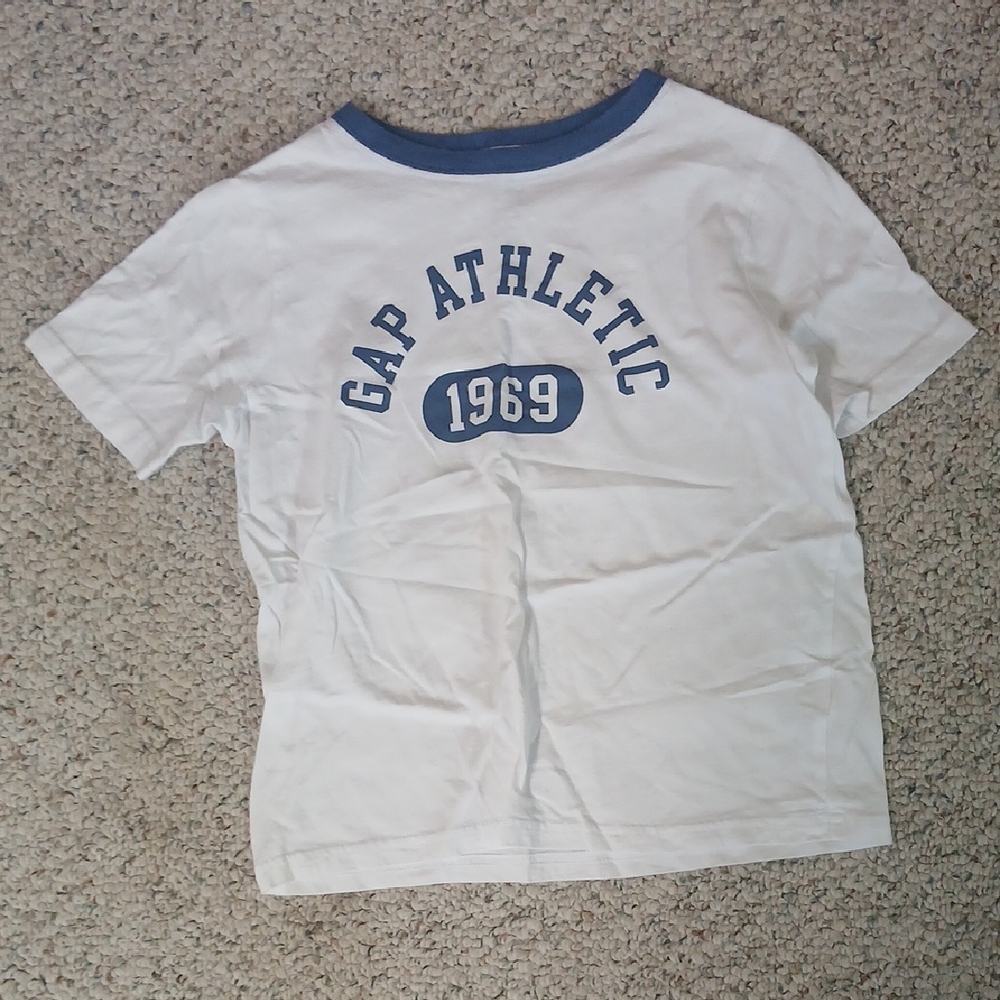 5/$20 GAP Kids White and Blue Short Sleeve Tee